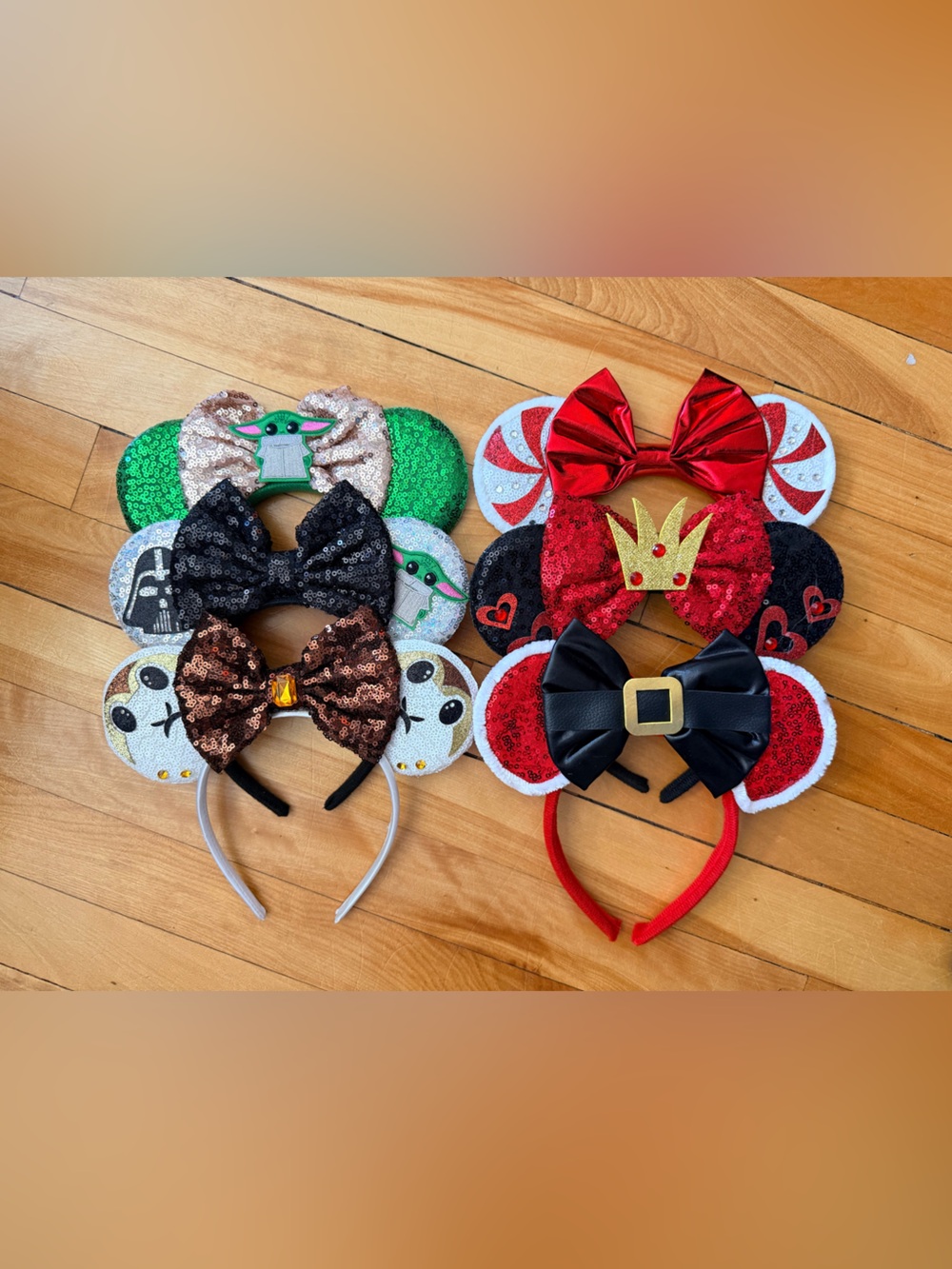 Bundle of 6 Handmade Sequin Character-Inspired Mouse Ear Headbands